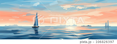 Sailboat on sea waves Sailboat on sea waves 106826397