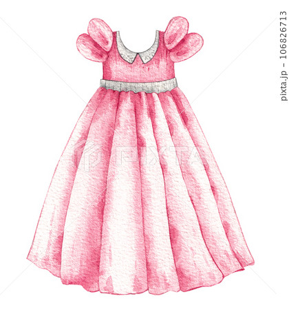 Watercolor pink dress isolated 106826713