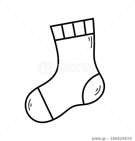 One simple sock. Hand drawn sketch icon of item of clothing. Isolated vector illustration in doodle line style. One simple sock. Hand drawn sketch icon of item of clothing. Isolated vector illustration in doodle line style. 106826819