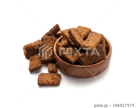 Rye Croutons, Brown Bread Rusks, Crispy Bread Cubes, Dry Rye Crouoton Crumbs, Brown Roasted Rusks 106827575