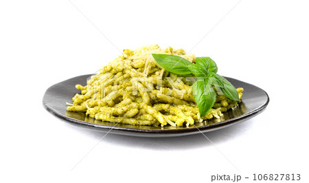 Trofie Al Pesto, Italian Pasta with Pesto Sauce, Traditional Genovese Troffie, Fusilli Pugliesi, Liguria Food 106827813