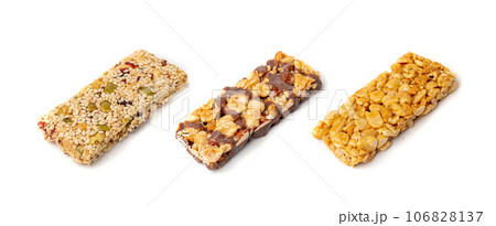 Nut Bar Isolated, Energy Snack with Nuts, Chocolate Muesli Dessert, Protein Candy Bar, Fitness Breakfast Nut Bar Isolated, Energy Snack with Nuts, Chocolate Muesli Dessert, Protein Candy Bar, Fitness Breakfast 106828137