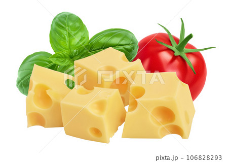 cubes of cheese isolated on white background with clipping path and full depth of field cubes of cheese isolated on white background with clipping path and full depth of field 106828293