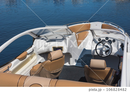 Image of the interior of a transport motorboat 106828482