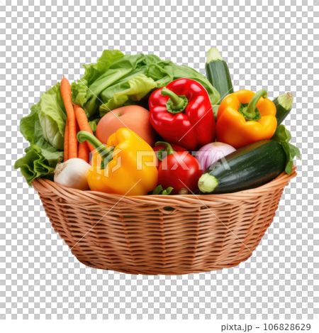 Fresh vegetables in basket isolated - Stock Illustration [106828629 ...