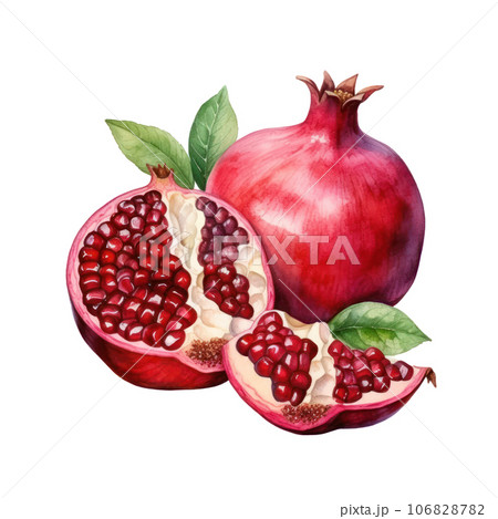 Ripe pomegranate isolated 106828782