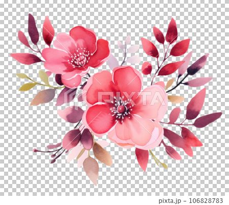 Pink watercolor flowers isolated 106828783