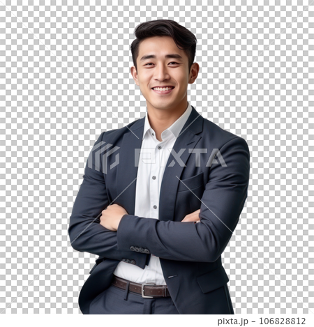 Young asian man, professional entrepreneur standing in office clothing isolated 106828812