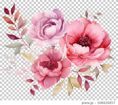 Pink watercolor flowers isolated Pink watercolor flowers isolated 106828857