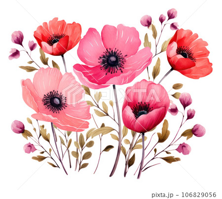 Pink watercolor flowers isolated Pink watercolor flowers isolated 106829056
