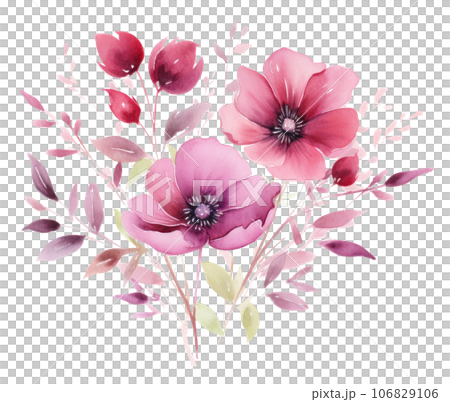Pink watercolor flowers isolated 106829106
