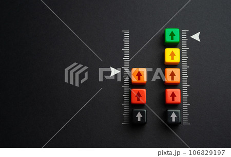 Comparisons of speed and progress of promotion. Movement towards the goal. Effort. determination. 106829197