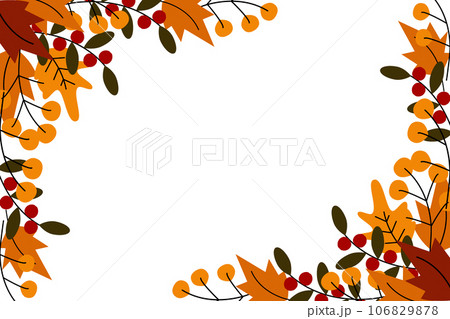 Abstract double sided autumn border frame with copy space inside and twigs in trendy seasonal shades Abstract double sided autumn border frame with copy space inside and twigs in trendy seasonal shades 106829878