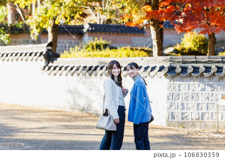 秋の観光を楽しむ女性 女子旅 106830359
