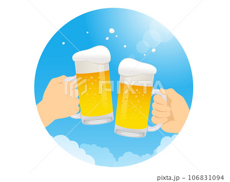 夏空とビールで乾杯ワンポイントイラスト 106831094