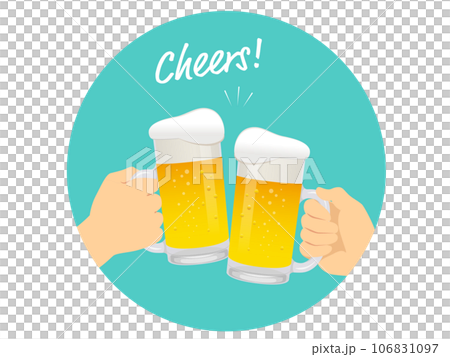 用一杯啤酒敬酒的一點插圖 用一杯啤酒敬酒的一點插圖 106831097