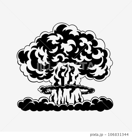 Cartoon comic style nuclear mushroom cloud illustration 106831344
