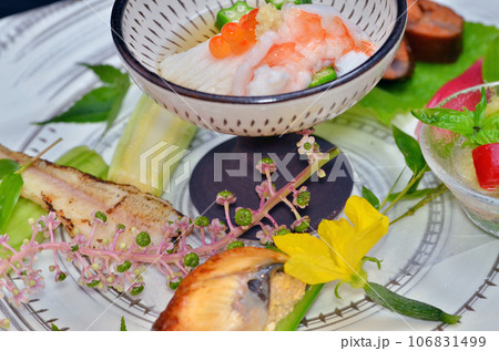 料亭で出される旬の食材を盛り付けた料理　八寸 106831499