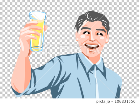 A man drinking with a smile A man drinking with a smile 106831550