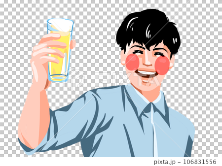 一個男人帶著微笑喝酒 106831556