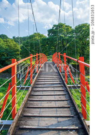 沼尾川親水公園　ふれあい橋　真夏の風景　渋川市 106831653