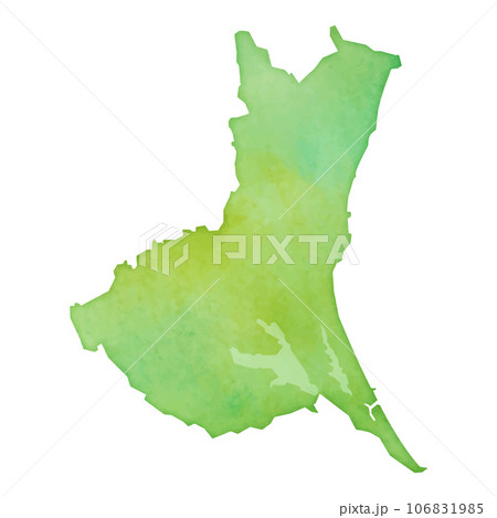水彩風の茨城県地図のイラスト 106831985