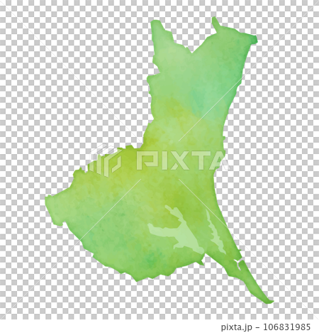 水彩風の茨城県地図のイラスト 106831985