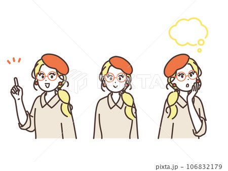 クリエイティブなビジネス女性のイラストセット クリエイティブなビジネス女性のイラストセット 106832179