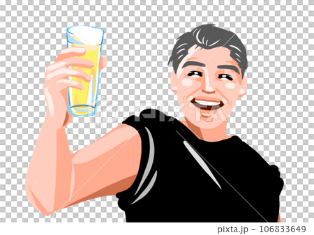 爽やかにビールを飲む男性 106833649