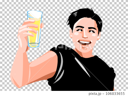 爽やかにビールを飲む男性 106833655