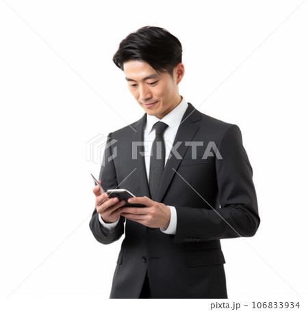 スマートフォンを操作する体育会系のサラリーマン 106833934