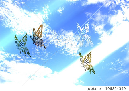 空を飛ぶ 蝶 たちのイラスト素材 [106834340] - PIXTA