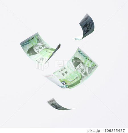 Currency of Korea, bundle of different types of paper currency. Korean money, won 106835427
