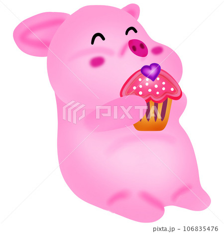 Cartoon drawing of a cute pink piglet 106835476