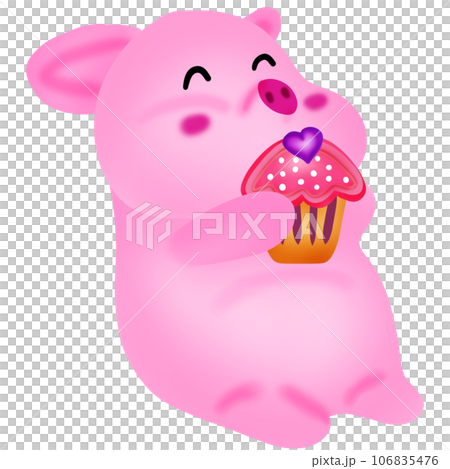 Cartoon drawing of a cute pink piglet 106835476