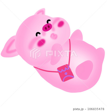 Cartoon drawing of a cute pink piglet 106835478