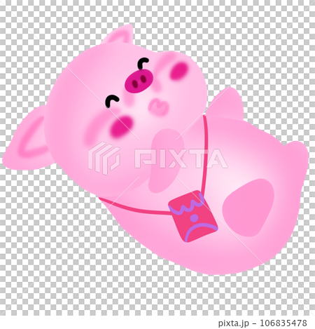 Cartoon drawing of a cute pink piglet 106835478