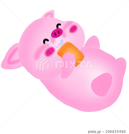 Cartoon drawing of a cute pink piglet 106835480
