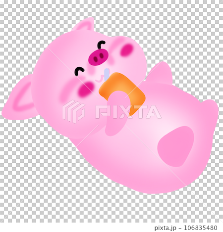 Cartoon drawing of a cute pink piglet 106835480