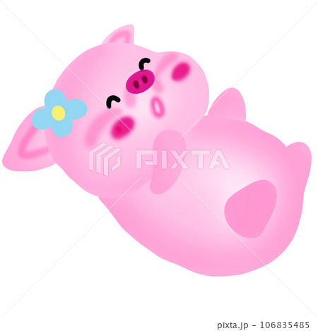 Cartoon drawing of a cute pink piglet 106835485