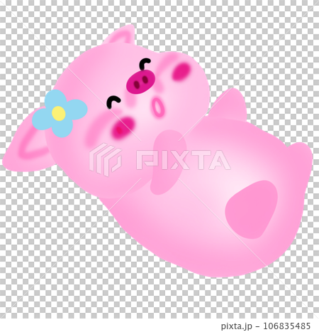 Cartoon drawing of a cute pink piglet 106835485