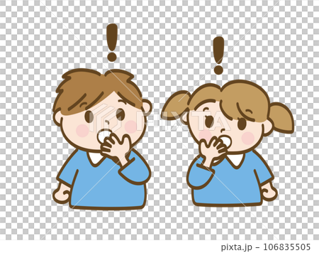 男孩女孩驚訝地摀住嘴_幼兒園小朋友的兄弟姐妹 106835505