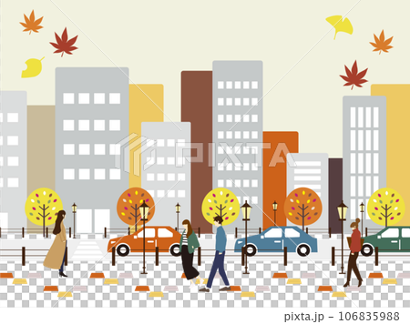 Autumn cityscape and people 106835988