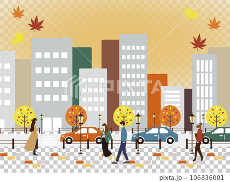 秋天的城市景觀和人們 秋天的城市景觀和人們 106836001