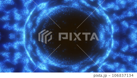 Abstract background of an energetic blue magic ring of glowing particles and a wave of energy Abstract background of an energetic blue magic ring of glowing particles and a wave of energy 106837134