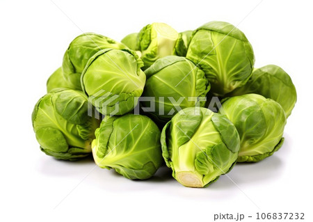 Brussels sprouts on white background. Generative AI 106837232