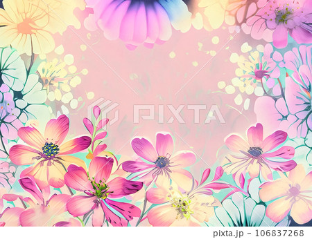 Hand drawn floral spring background. Generative AI Hand drawn floral spring background. Generative AI 106837268