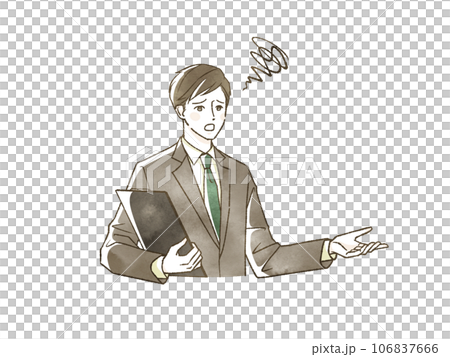 困っているスーツ姿の男性 106837666