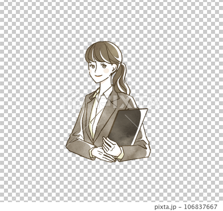 笑顔のスーツ姿の女性 106837667