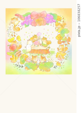 かわいいりすの秋のイラスト ポストカード かわいいりすの秋のイラスト ポストカード 106838257